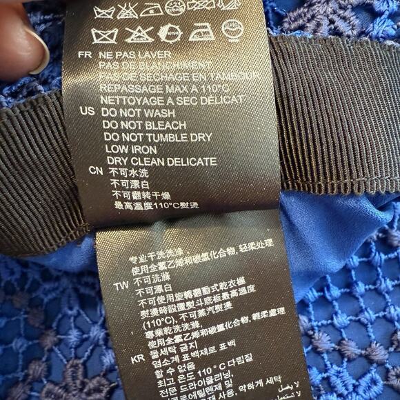 Sandro Paris Lagon Skirt Royal Blue Size 3 (30” Waist) Lace Crochet Overlay - Picture 7 of 10